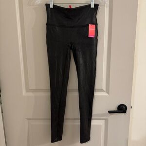 SPANX Shiny Faux-Leather High Waist Leggings - Black
